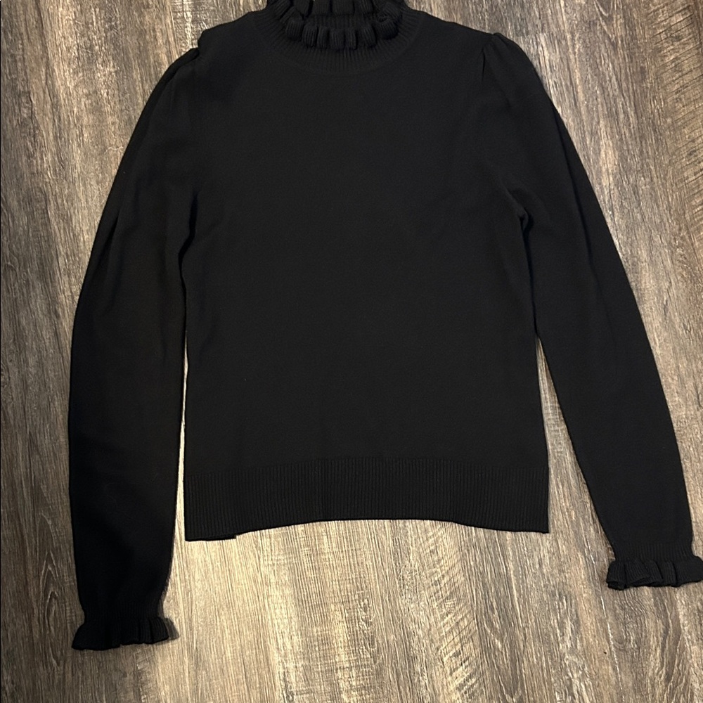 JODIFL Black Ruffled Knit Sweater